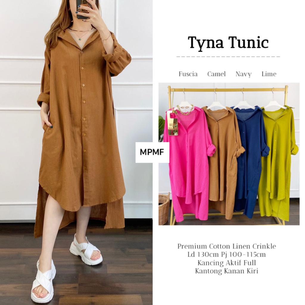 TUNIK WANITA  BAHAN KATUN LINEN POLOS ADEM. TYNA TUNIC ATSAN REMAJA BY MPMF