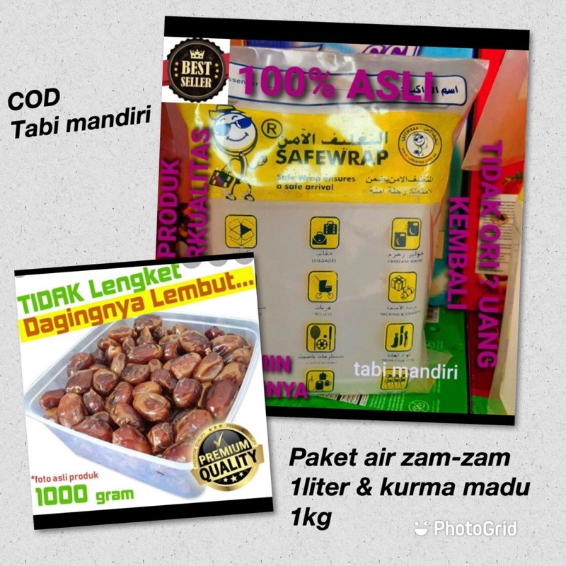 

Air zam-zam 1liter&kurma madu 1kg/paket ekonomis kurma madu1kg&airzamzam