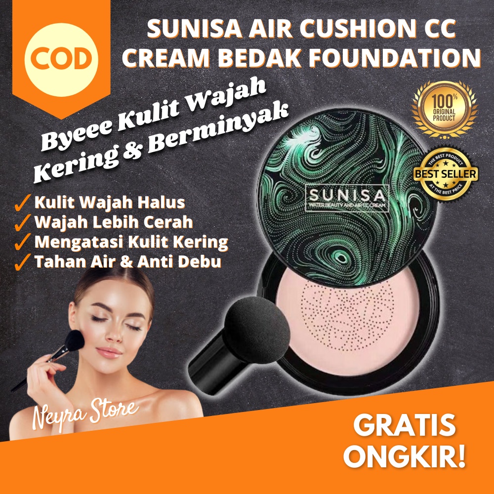 Sunisa Air Cushion CC Waterproof Bedak Whitening Cream Fondation Original 100% BPOM Murah Paket Leng