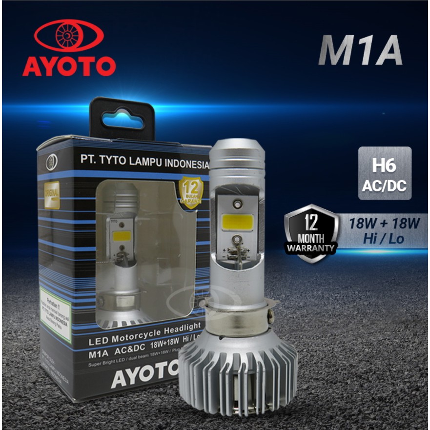 Lampu Motor LED AYOTO M1A Original H6 T19 HI LOW AC DC