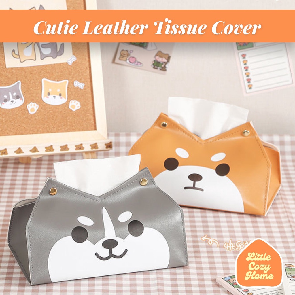 Cutie Leather Tissue Box / Kotak Tisu Karakter Imut / Bahan Kulit PU/ Bungkus Kotak Tissue