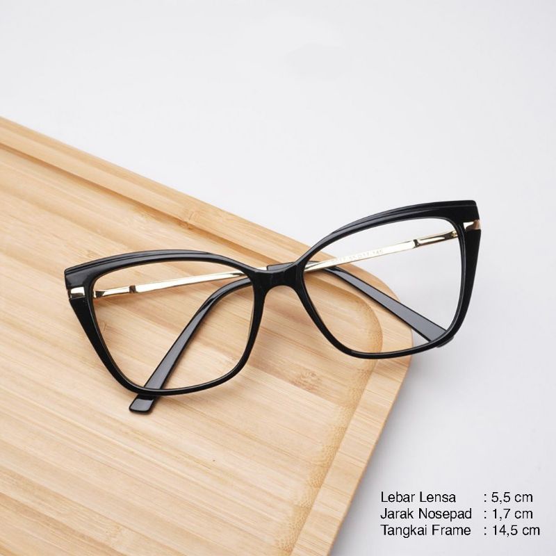 Frame Kacamata Cat Eye 9017 Premium-Kacamata Minus Wanita Besar-Kacamata Photocromic Anti Radiasi Bl