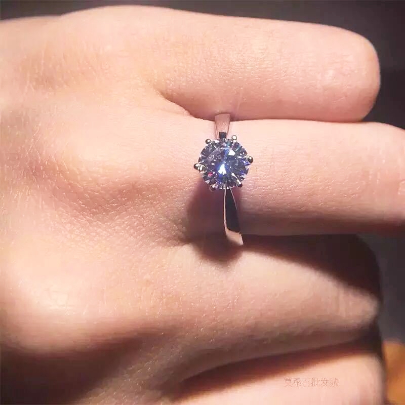 Cincin Kawin Pertunangan dengan Enam Rahang Zirkon Untuk Wanita Ring Adjustable-6