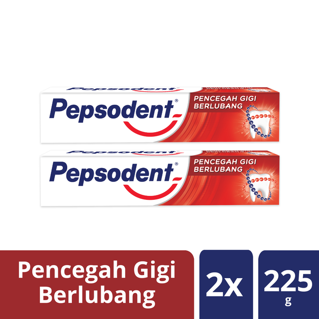 Pepsodent Pencegah Gigi Berlubang Pasta Gigi 225gr Twin