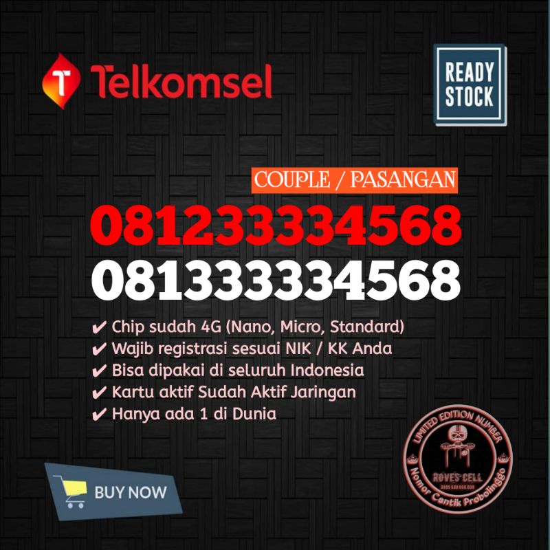 NOMOR CANTIK TELKOMSEL 4G LTE SERI NAIK RAPI HOKI 68 TRIPLE 3333 BAGUS 0812 3333 4568 081 33333 4568 PANCA 33333