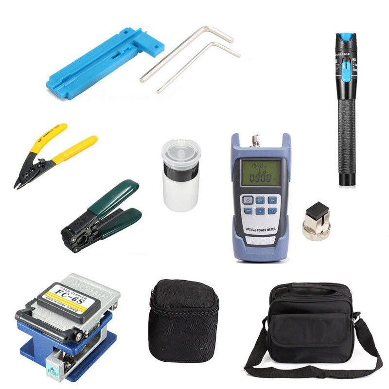 FTTH fiber optic tool kit FC-6S Fiber Cleaver Optical Power Meter 10km Visual Fault Locator Stripper