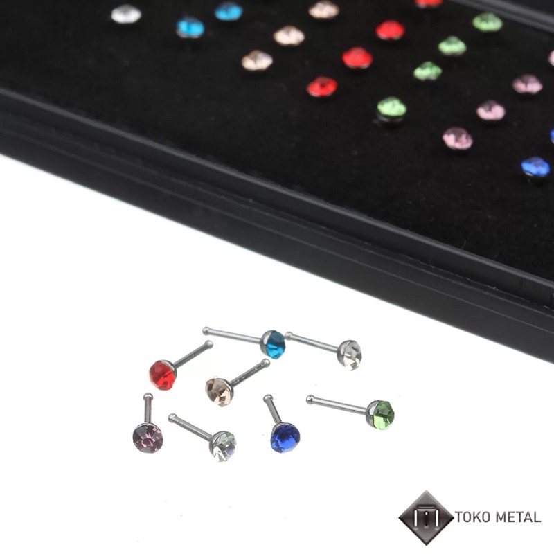 ANTING HIDUNG/NOSE STUD BOX MIKA 24 PCS UNTUK WANITA &amp; PRIA [ TOKOMETAL ]