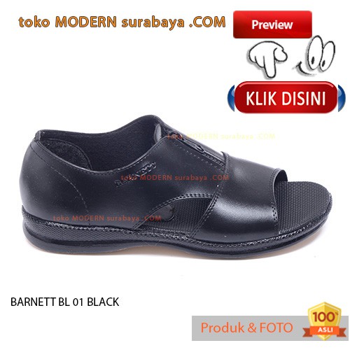 BARNETT BL 01 BLACK sepatu casual sopan pria slip on