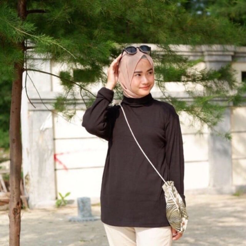 Turtleneck Rib Cewek Cowok / Kerah Tinggi Lengan Panjang Wanita/Pria