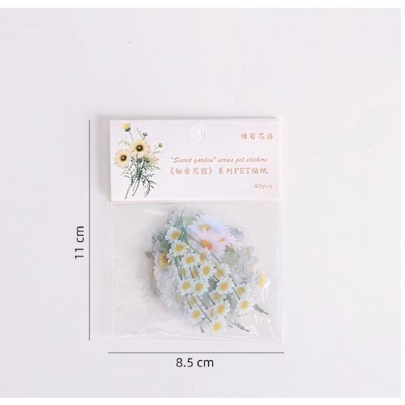 Flower Series PET Sticker Packs - Secret Garden Series (40pcs)