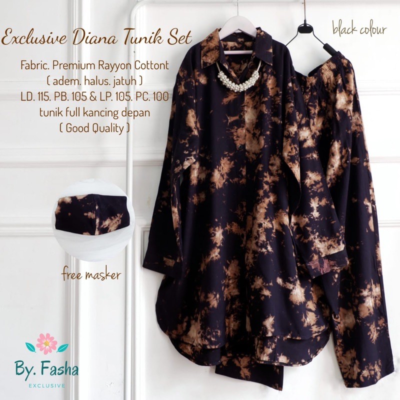 One set Tie Dye Hits Kekinian tunik Diana