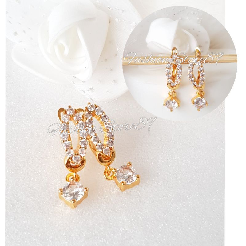 import Anting Xuping All Varian Impor bestseller Love Bunga Bingang Full Permata Perhiasan lapis emas 18k Anting Jurai jepit Impor Dewasa