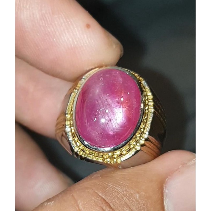 cincin Ruby star Ring Titanium super anti karat