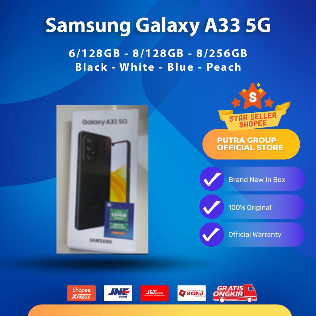 (RESMI) Samsung A34 5G 6/128GB 8/128GB 8/256GB 128 256 GB Black Peach Blue White SEIN