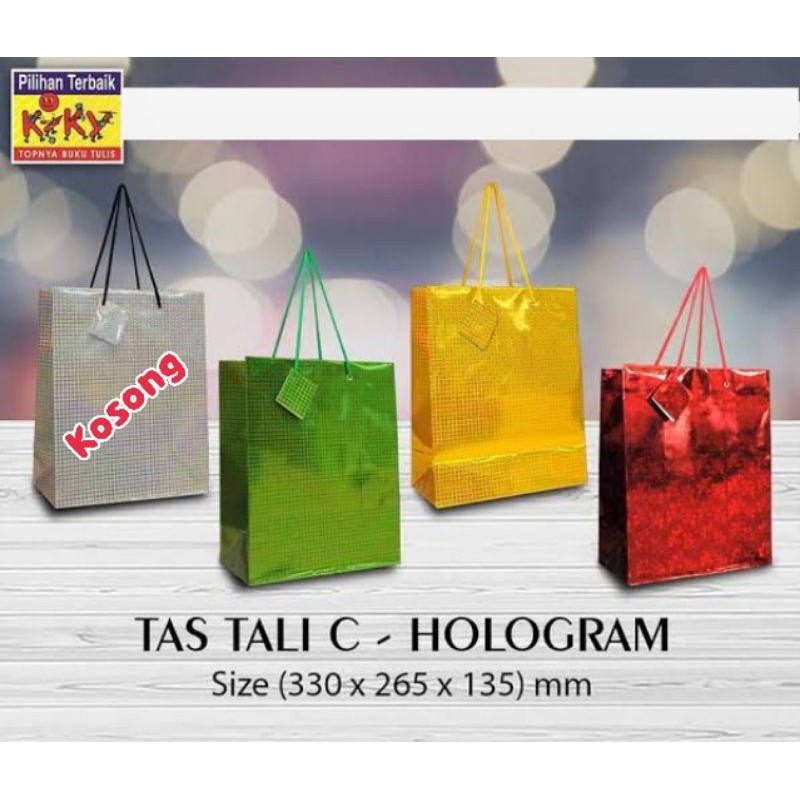 bag paper tali hologram besar large tas kertas goodie bag + kartu ucapan kiky tas kado