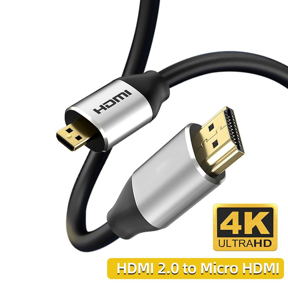 Top Micro HDMI To HDMI Cable Kamera Proyektor Jalur Konversi Lapis Emas 2.0 4K