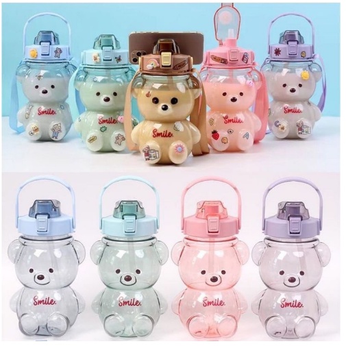 Botol Bear Smile Bening 1,4 liter + Stiker 2D