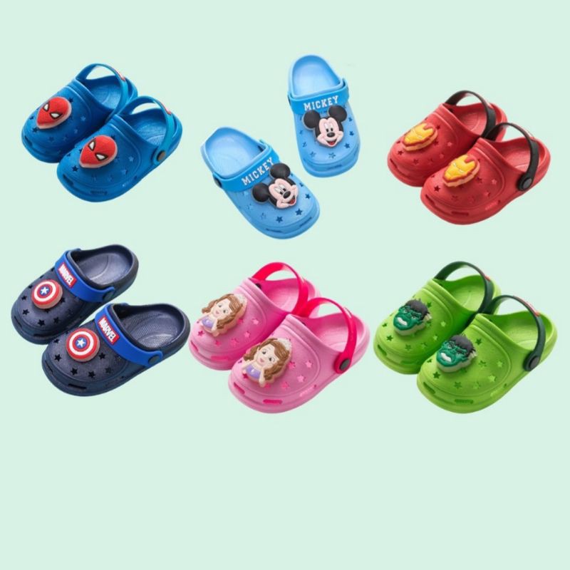 DISNEY SANDAL LED - SANDAL ANAK CROCS LED MOTIF PRINCESS SOFIA SUPERHEROES MARVEL MICKEY