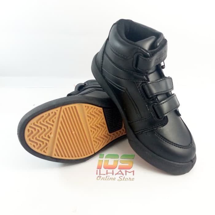 Sepatu Boot Anak TK SD ANDO Clover Velcro Resleting Size 29-32 Hitam