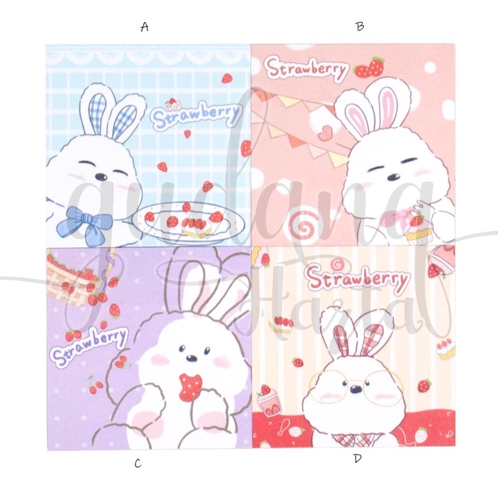 Sricky Notes Strawberry Rabbit Notes Motif Kelinci Buah GH 301485