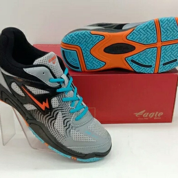 Promo Sepatu Badminton terbaru Eagle Moonlight Abu muda Hitam terbaru - Abu-abu, 38 Murah