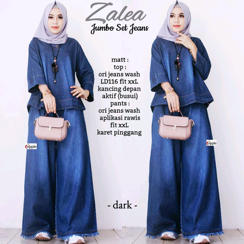 Setelan Blouse+Kulot Zalea Jumbo Jeans By APPLE