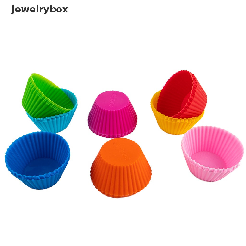 (jewelrybox) 4pcs / Set Cetakan Cupcake / Muffin Bentuk Bulat Bahan Silikon Untuk Perlengkapan Dapur