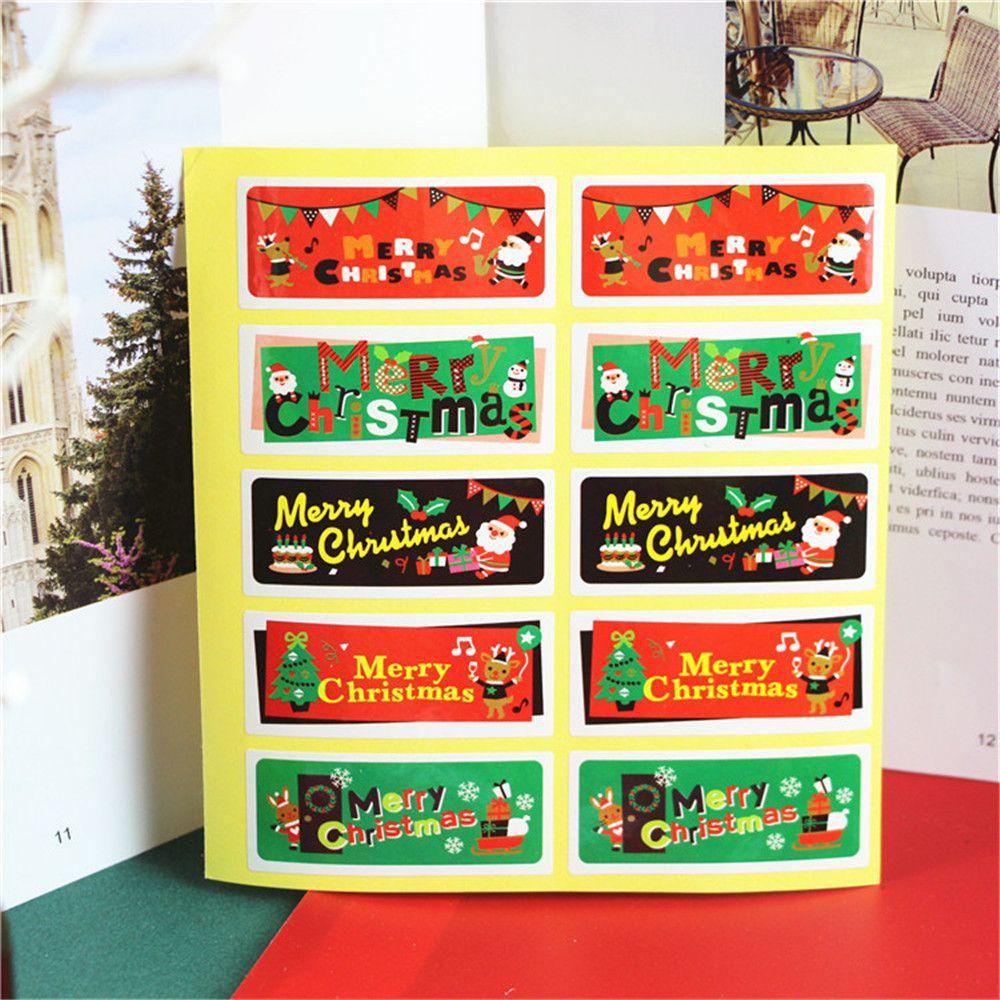 Solighter 50/100pcs Kraft Stiker DIY Hiasan Kue Biskuit Festival Dekorasi Sealing Craft Badge Merry Christmas