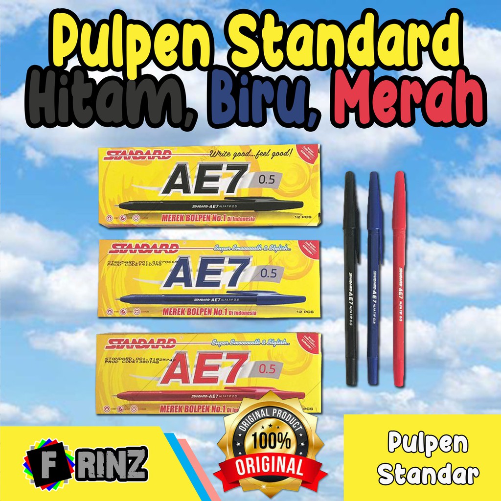 

ATK ~ (ECER) Pulpen Bolpen Ball Point Standard AE7 0.5mm Merah Biru Hitam