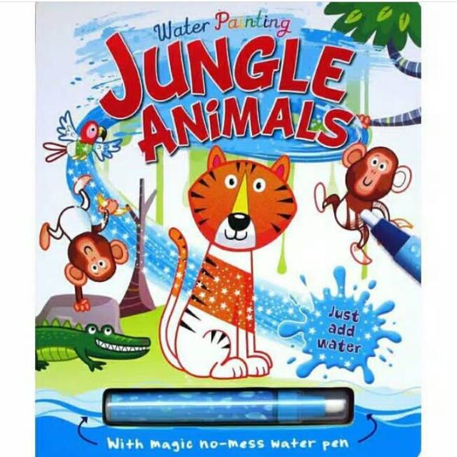 

JUNGLE ANIMALS WATER PAINTING BOARD BOOK - With Magic No-Mess Water Pen