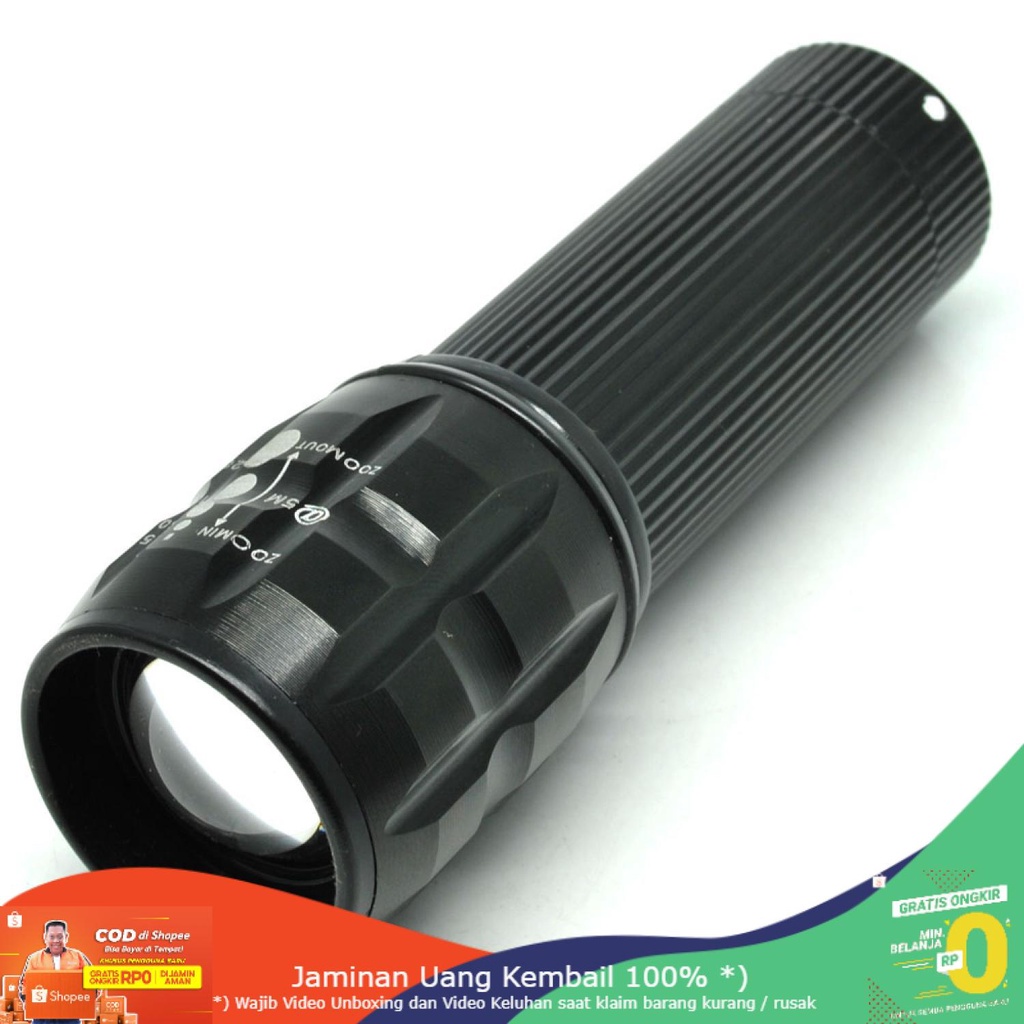 (BISA COD) RVOSTR LED Senter LED Flashlight Cree Q5 2000 Lumens - LF000U01