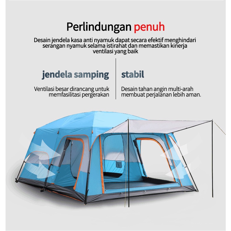 New Tenda Camping Kapasitas Luas 5-8 Orang Lipat Portable Waterproof Anti Air Outdoor Tenda Gunung