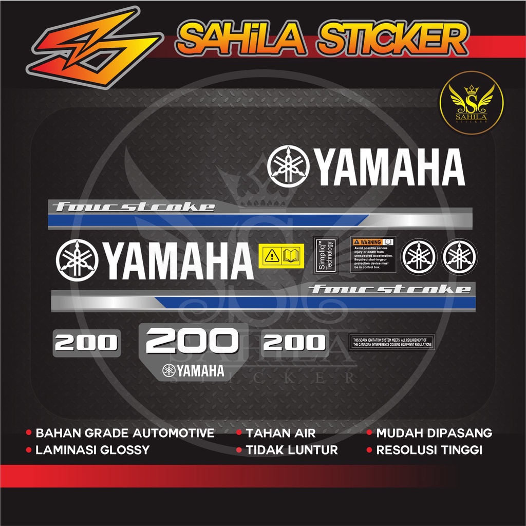 STICKER MESIN TEMPEL YAMAHA ENDURO 200HP 2013+ STIKER DECAL KIT YAMAHA 200 HP