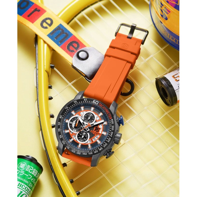 JAM TANGAN PRIA T5 H3921 ORIGINAL RUBBER CHRONOGRAPH AKTIF FREE BOX PAPPER BAG GELANG KAYU