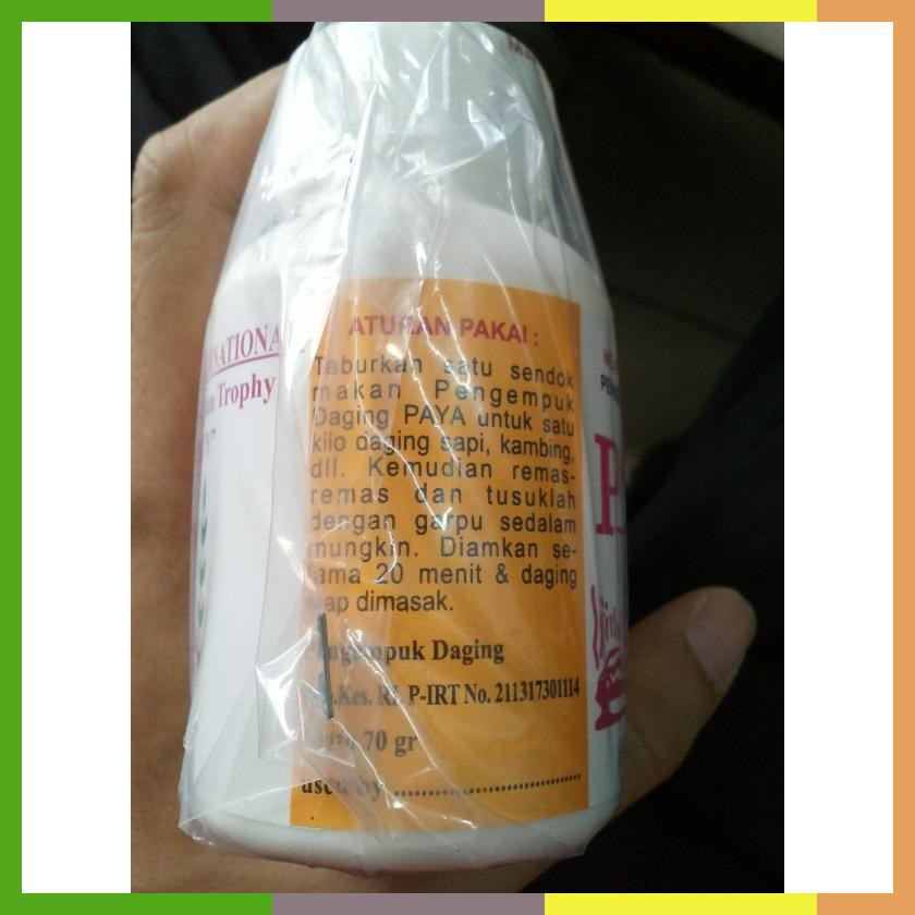 

Pengempuk Daging / Meat Tenderizer Merk Paya 70G12 Botol 1 Lusin