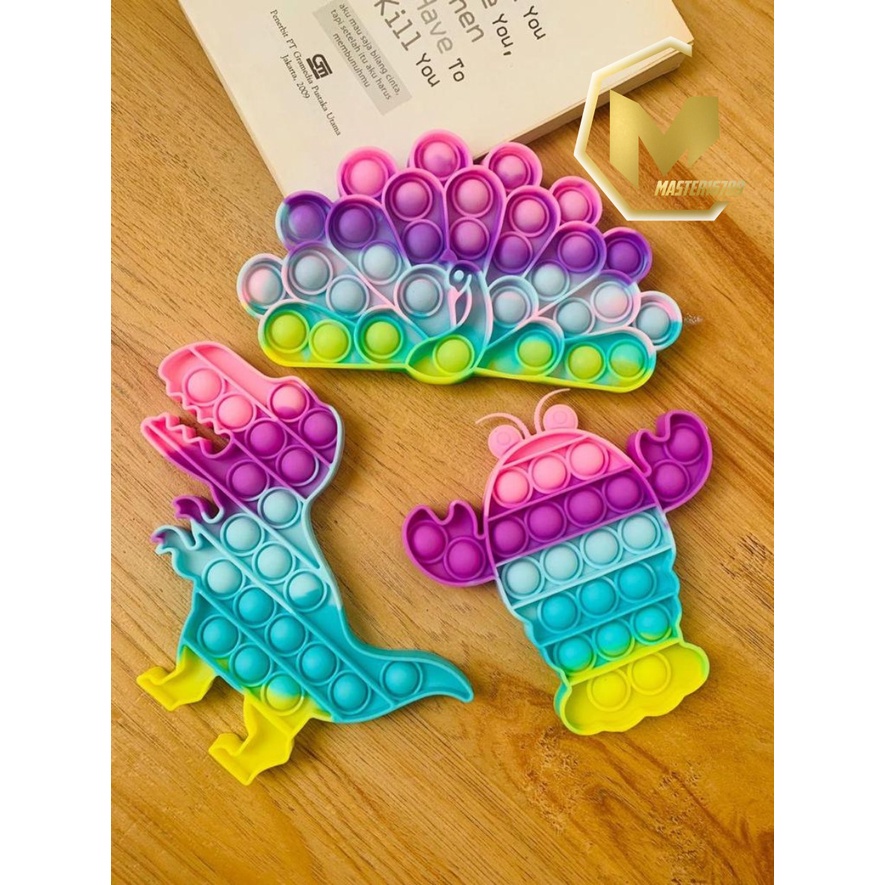 pop it fidget push bubble toys gelembung 3d rainbow pelangi karakter mainan anak MA1943