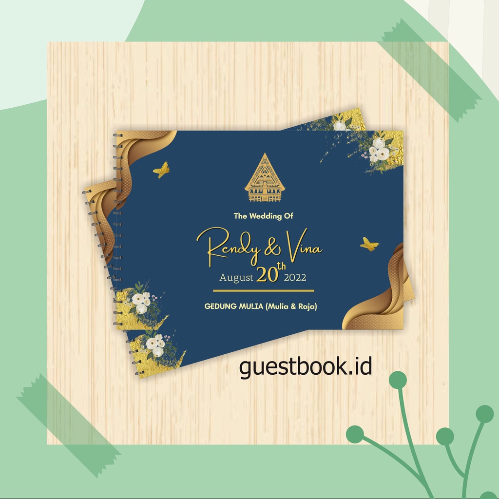 Custom Guest Book Rumah Adat  / Buku Tamu Undangan Pernikahan Rumah Adat / Custom Nama / Softcover /