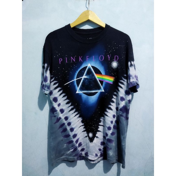 kaos tye dye pink floyd piramid/kaos pink floyd/kaosband /kaos band second