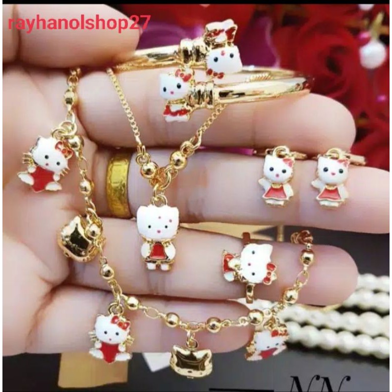 Set anak anak Titanium anti karat lapis emas 24K