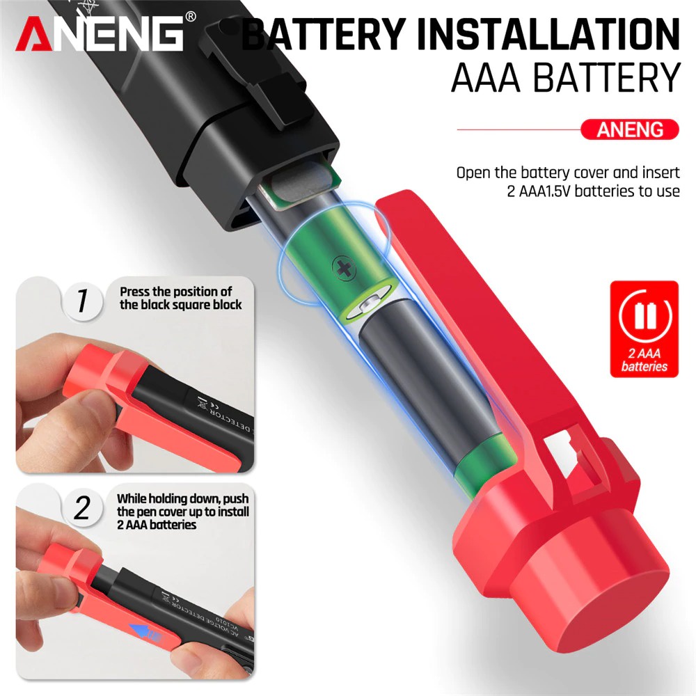 ANENG Tester Pen Non Contact AC Voltage Alert Detector 12V-1000V - VC1010 - Red