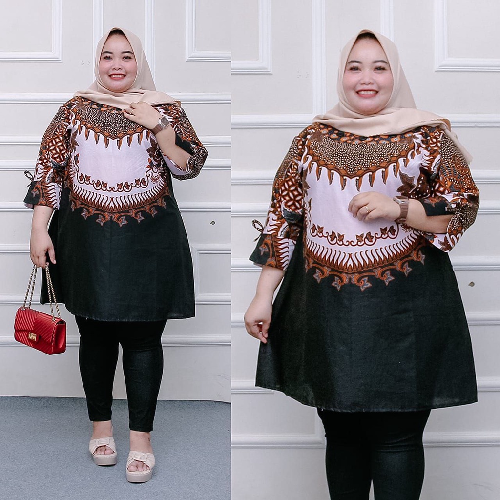 Tunik Batik Wanita Super Jumbo Big Size LD 140 / Atasan Baju Batik Kerja Kondangan Wanita Cewe Jumbo-U