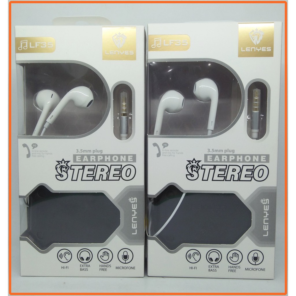 HEADSET HANDSFREE LF35  Hifi Stereo Earphone Extra Bass Handfree Mic LENYES
