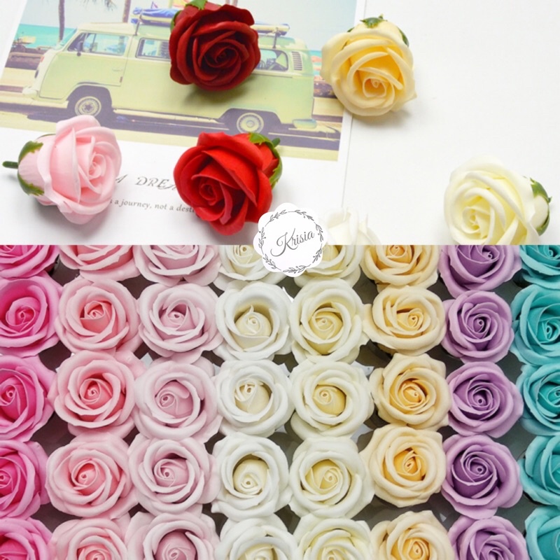 Bunga Mawar Sabun / Rose Soap Flower 4 Layer Kelopak Ecer Per 1 Pcs(TANPA TANGKAI)