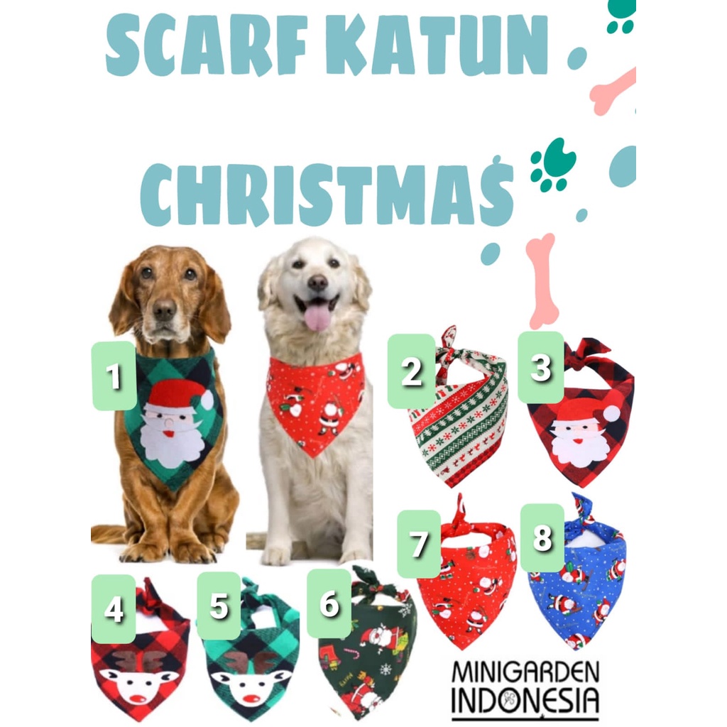 PET COLLAR SCARF KAIN KATUN MOTIF CHRISTMAS bandana anjing kucing syal slabber