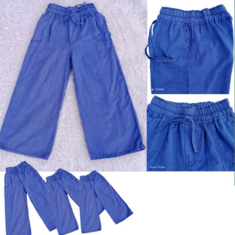 Celana kulot jeans anak polos 7-9 tahun/celana jeans/pakaian anak perempuan