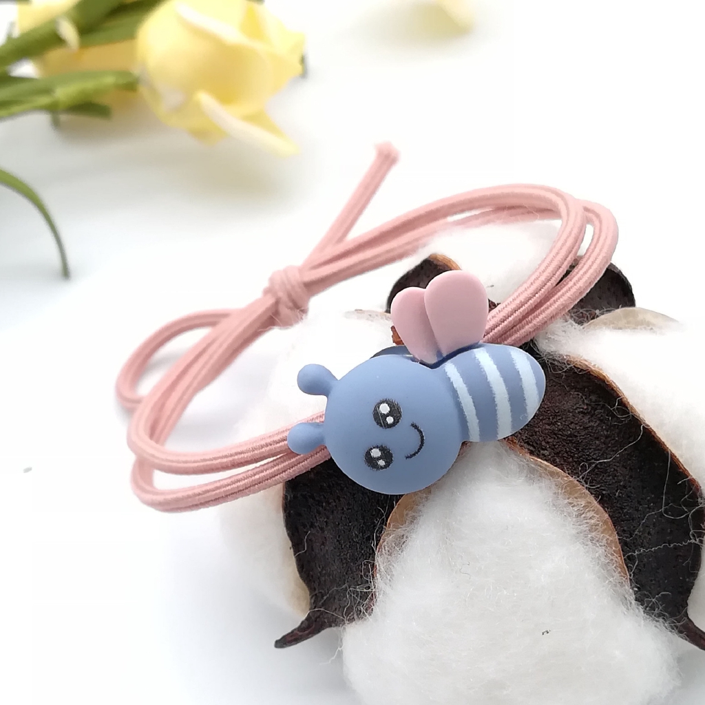 INS Versi Korea Ikat Rambut Dari Tali Kepala Lebah Kartun Lucu Tinggi Elastis / Segar Dan Sederhana Karet Gelang / Cincin Rambut Diikat | TiKi-blue