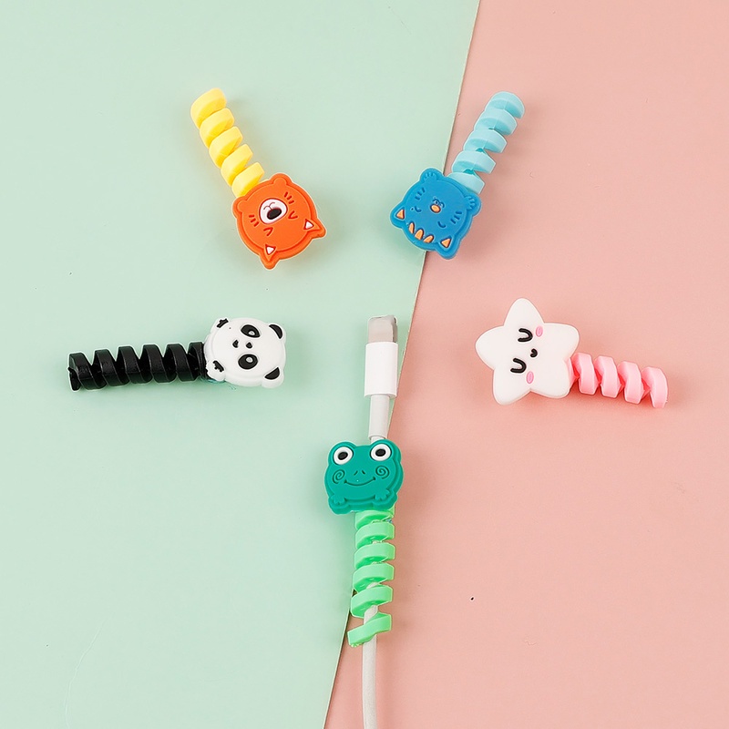 Silica Gel Cartoon Animal Modeling Cable Strap Ties / Wire Winder Clip / Reusable Fastening Cable Cords Organizer