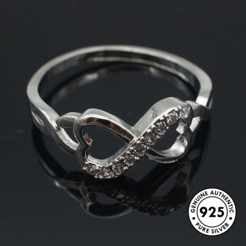 Cincin S925 Silver Bentuk 8 Aksen Berlian