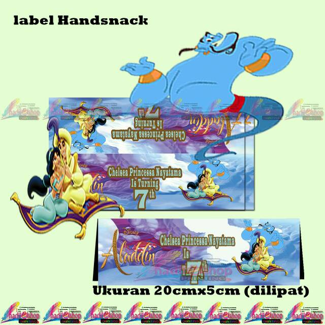 

Label handsnack tema aladdin uk 20cm x 5cm (dilipat)