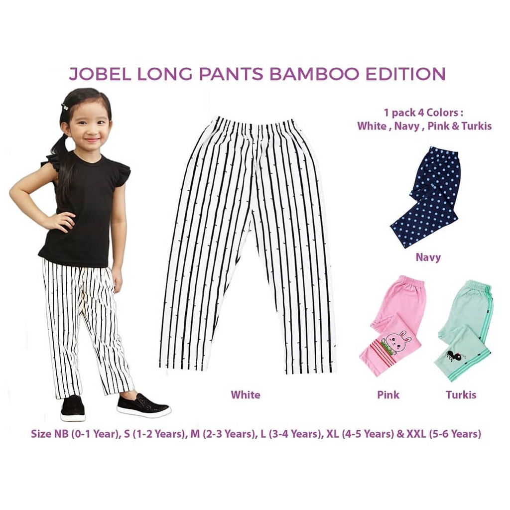 KAZEL JOBEL BABY GIRL LONG PANTS BAMBOO EDITION CELANA PANJANG ANAK 4IN1